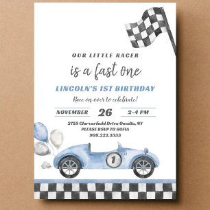 Fast One Race Car Vintag 1. Geburtstag Einladung