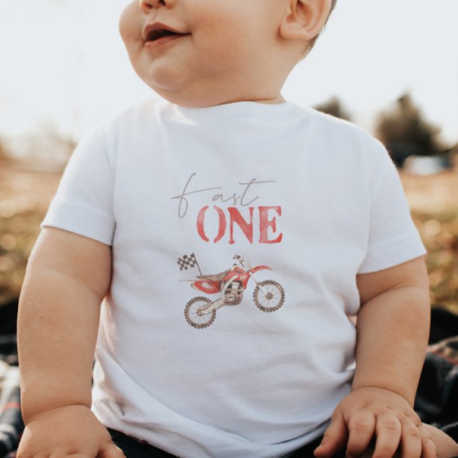 Fast One Red Dirt Bike Birthday T - Shirt Baby (Von Creator hochgeladen)