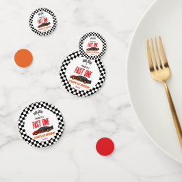 Fast One Red Flame Race Car 1st Birthday Party Konfetti