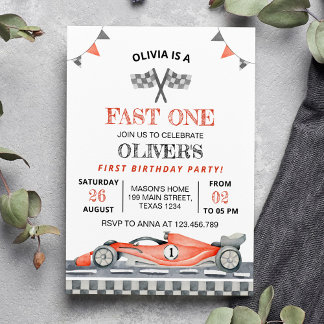 Fast One Red Race Car 1. Junge Einladung zum Gebur