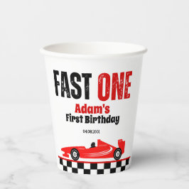Fast One Red Race Car Boy 1. Geburtstag Party Pappbecher