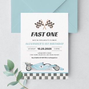 Fast One Rennwagen 1. Geburtstagseinladung Einladung