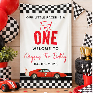 Fast One Rennwagen Junge 2. Geburtstagsfeier Banner