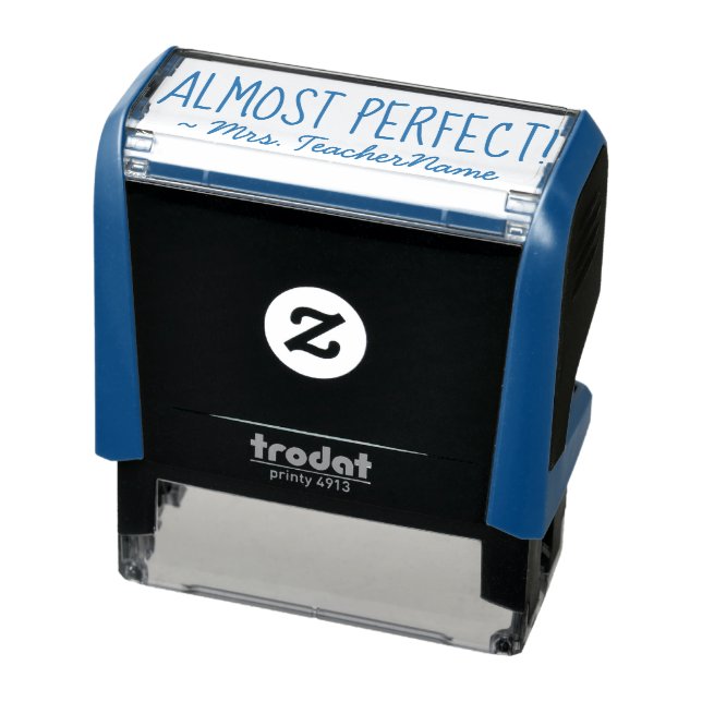 "FAST PERFEKT!" + Pädagoge Name Kautschuk-Briefmar Permastempel (Produkt)