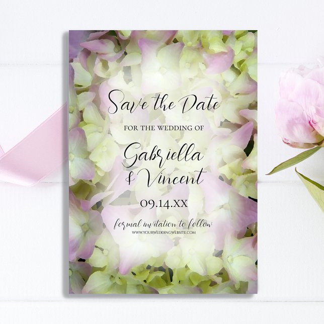 Fast Pink Hydrangea-Blume Hochzeit speichern das D Save The Date (Von Creator hochgeladen)