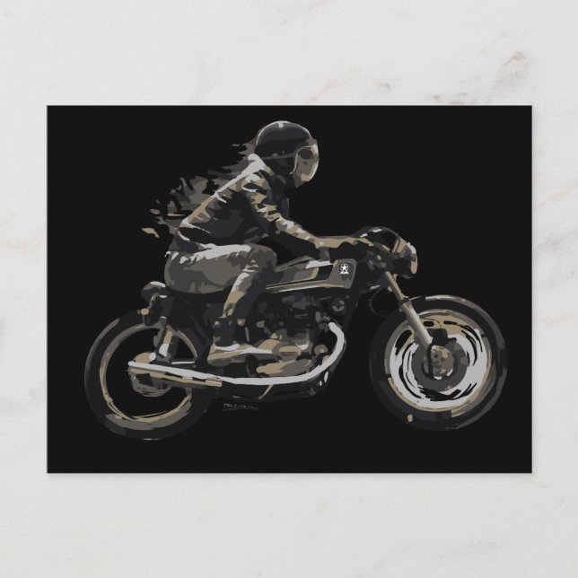 Fast Racing Cafe Racer Motorradfahrer Postkarte (Vorderseite)