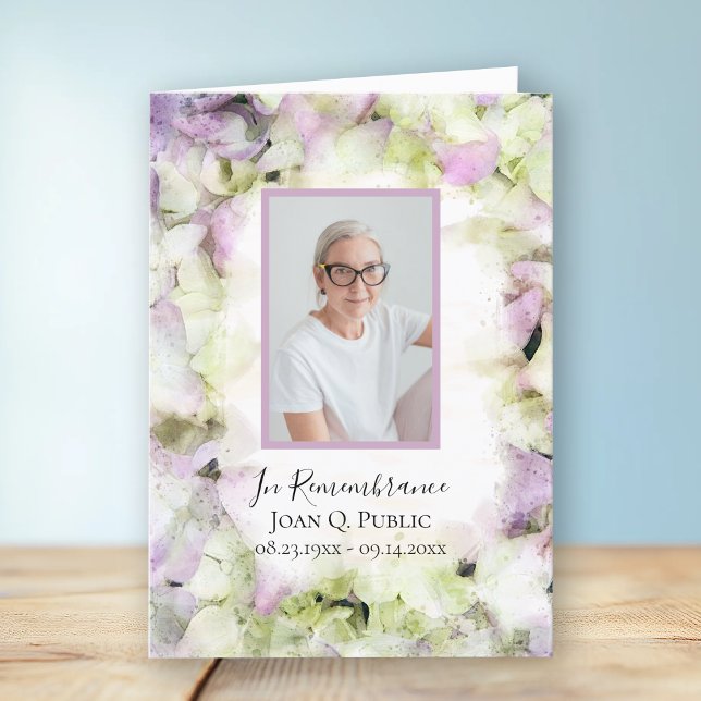 Fast rosa Hydrangeas Begräbnisdienst geklappt Programm (Von Creator hochgeladen)