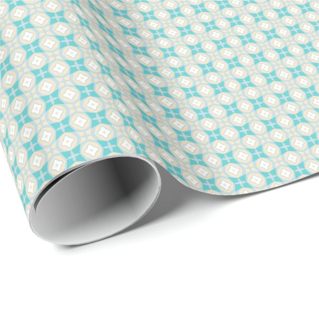 Fast Shippo Aquamarin und Creme Wrapping Paper Geschenkpapier (Rolleneckpunkt)