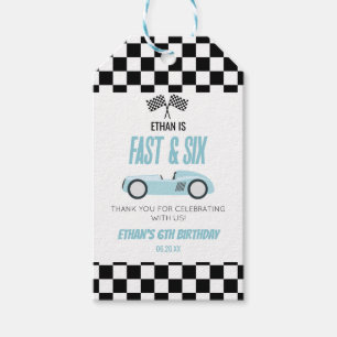 Fast & Six Blue Race Car 6. Geburtstagsparty Geschenkanhänger
