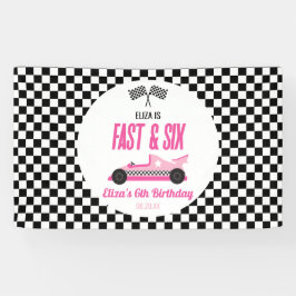 Fast & Six Pink Race Car 6. Geburtstagsparty Banner