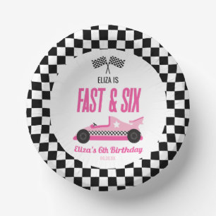 Fast & Six Pink Race Car 6. Geburtstagsparty Pappteller