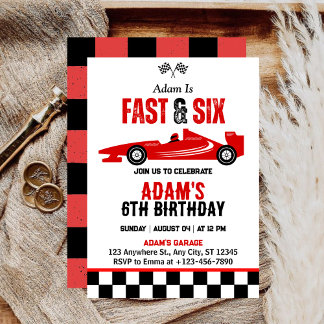 Fast & Six Race Car Boy 6. Geburtstagsparty Einladung