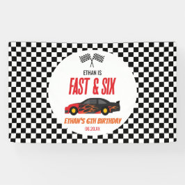 Fast & Six Red Flame Race Car 6. Geburtstagsparty Banner
