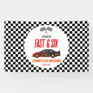 Fast & Six Red Flame Race Car 6. Geburtstagsparty Banner