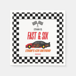 Fast & Six Red Flame Race Car 6. Geburtstagsparty Serviette