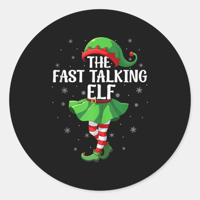 Fast Talking Elf Christmas Girls Women Elf Squad X Runder Aufkleber (Vorderseite)