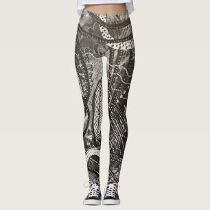 Fast überall 1 Schwarz-Weiß-Acrylmalerei Leggings