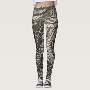 Fast überall 2 Schwarz-Weiß-Acrylgemälde Leggings