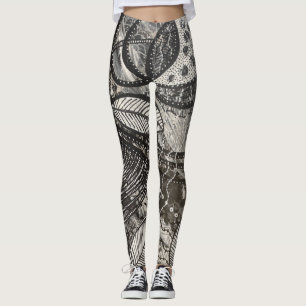 Fast überall 3 Schwarz-Weiß-Acrylmalerei Leggings