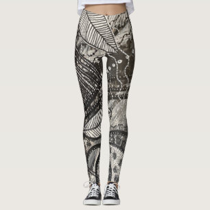Fast überall 5 Schwarz-Weiß-Acryl-Kunst Leggings
