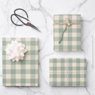 Fast wach Gingham - Kariertes Flussmuster. Geschenkpapier Set