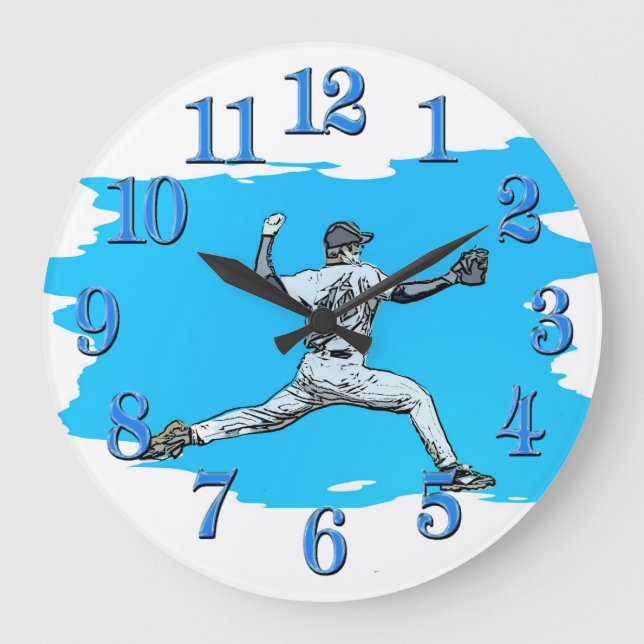 Fastball Baseball Pitcher Große Uhr (Vorderseite)