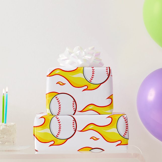 Fastball Flame Baseball Sport Geschenkpapier (Von Creator hochgeladen)