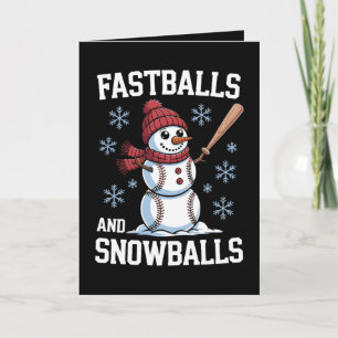 Fastballs und Schneebälle Baseball Schneemann Weih Karte
