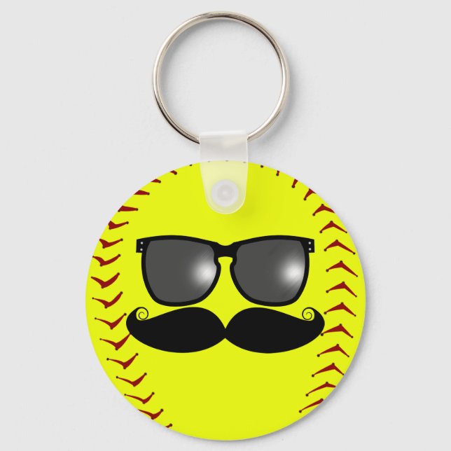 Fastfeld Softball Mustache Schlüsselanhänger (Vorderseite)