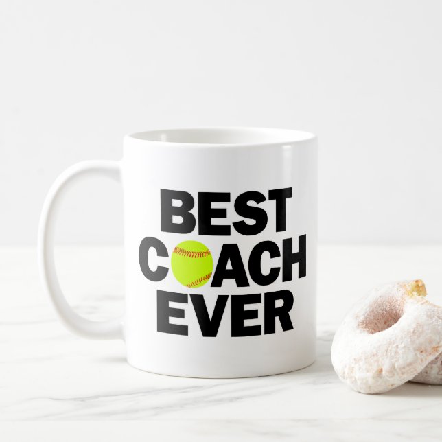 Fastpech Softball Bester Coach je Kaffeepause Tass Kaffeetasse (Mit Donut)