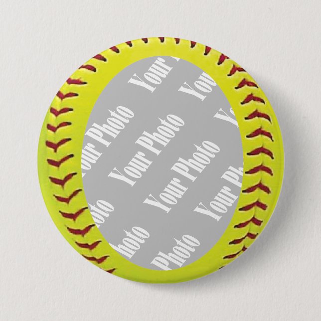 Fastpech-Softball-Fotovorlage Button (Vorderseite)