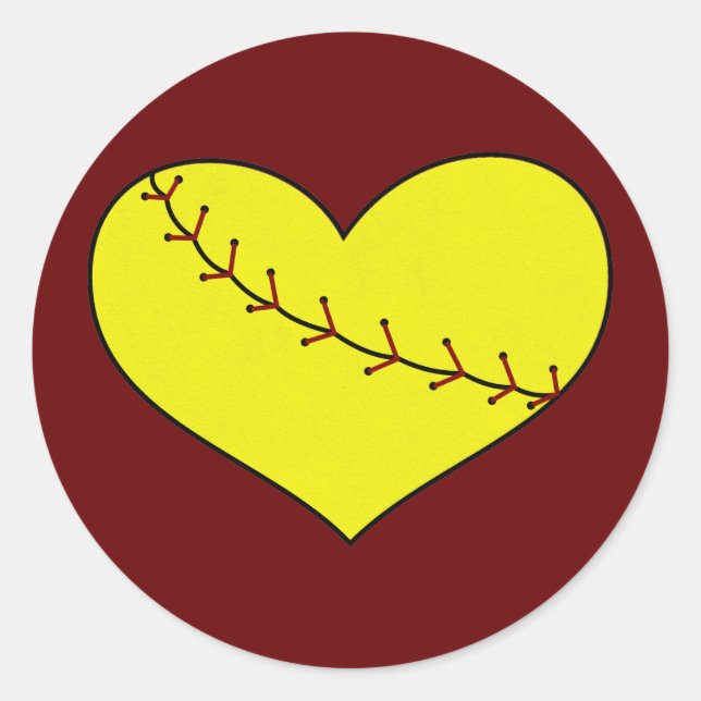Fastpech Softball-Heart-Sticker Runder Aufkleber (Vorderseite)