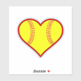 Fastpech Softball Herz Form dekorative Sport Aufkleber