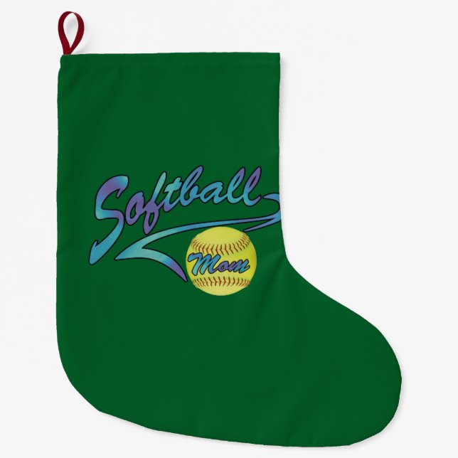Fastpech Softball Mama Athletic Schwanz Großer Weihnachtsstrumpf (Vorderseite)
