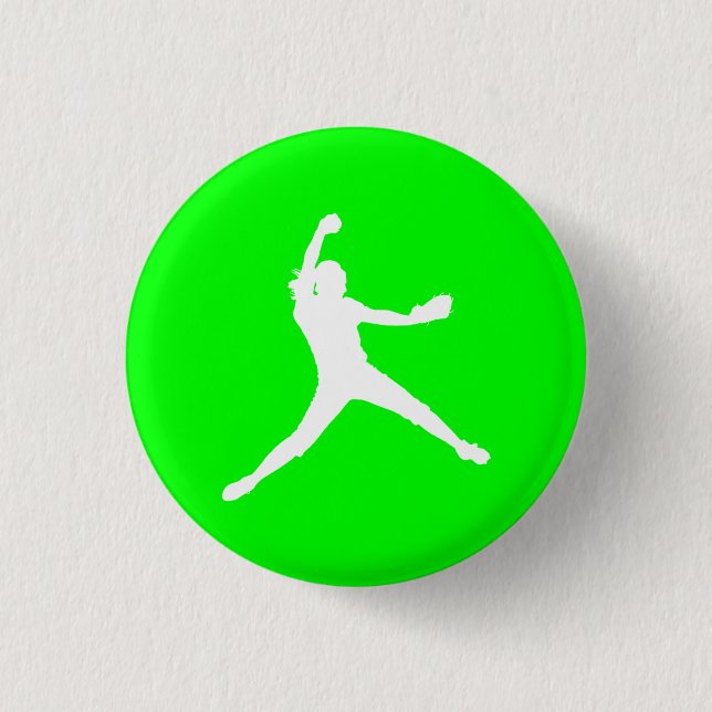 Fastpitch Silhouette-Knopf-Grün Button (Vorderseite)