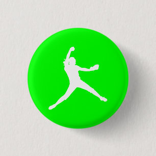 Fastpitch Silhouette-Knopf-Grün Button