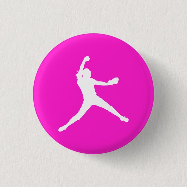 Fastpitch Silhouette-Knopf-Rosa Button (Vorderseite)