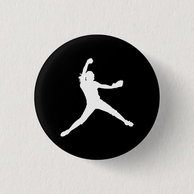 Fastpitch Silhouette-Knopf-Schwarzes Button (Vorderseite)