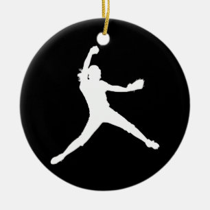 Fastpitch Silhouette-Verzierungs-Schwarzes Keramik Ornament