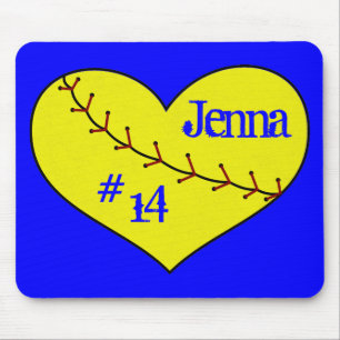 Fastpitch Softball-Herz-Mausunterlage Mousepad
