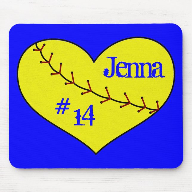 Fastpitch Softball-Herz-Mausunterlage Mousepad (Vorne)