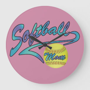 Fastpitch Softball-Mama Athletik-Schwanz Große Wanduhr