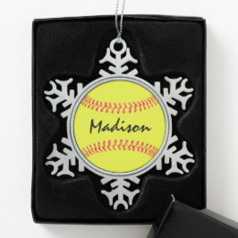Fastpitch Softball Snowflake Weihnachtsschmuck Schneeflocken Zinn-Ornament