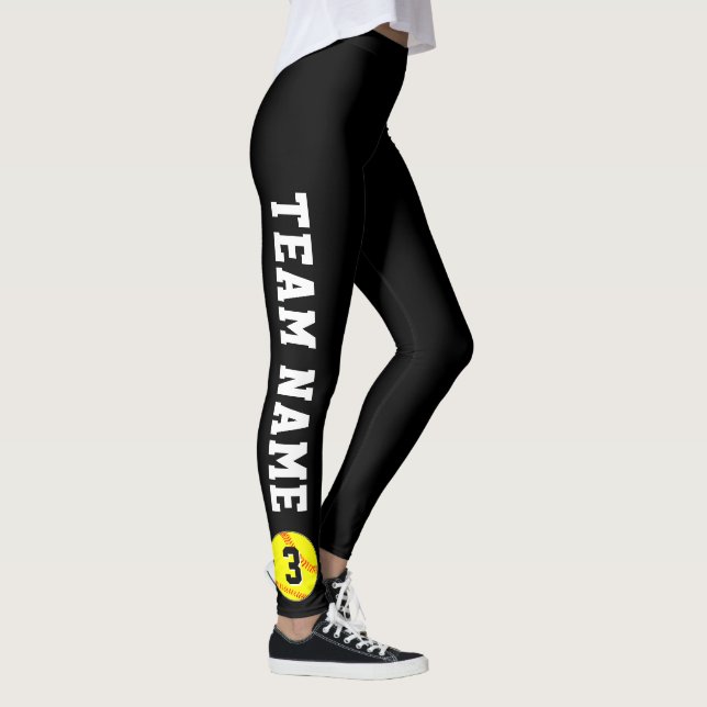  Fastpitch Softball Team Name and Player Number Leggings (Rechts)