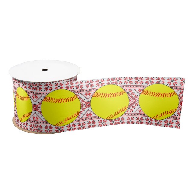 Fastpitch Softball Weihnachtsmuster Geschenkverpac Satinband (Spule)