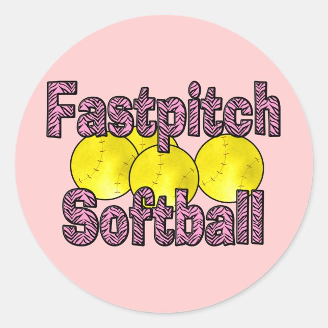 FastpitSoftball Zebra Style Runder Aufkleber (Vorderseite)