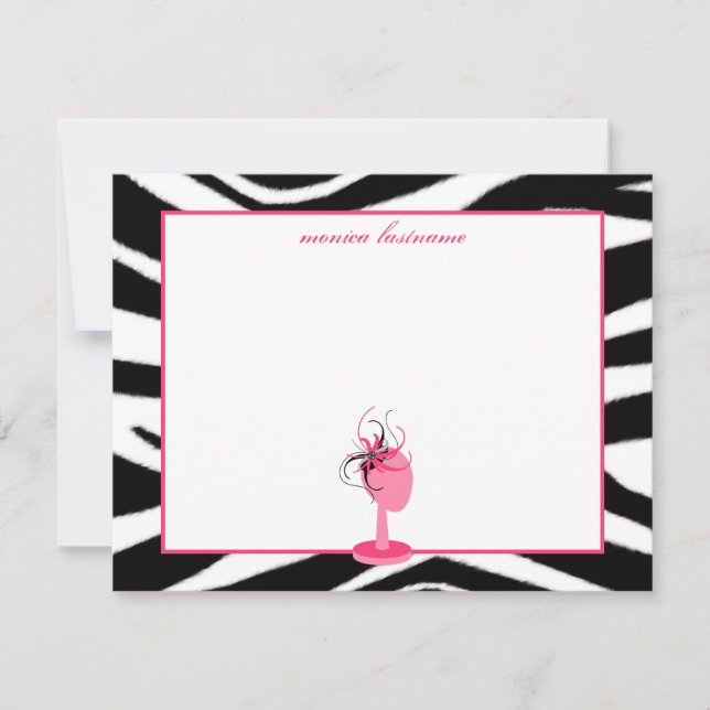 Faszinator & Hut Stand Zebra Print Flat Notecards Mitteilungskarte (Vorderseite)