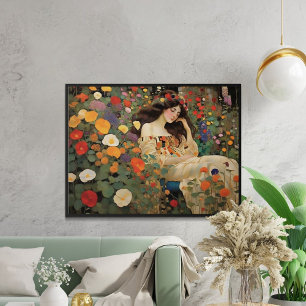 Faszinierend Vintage Hütte Landschaft Impressionis Poster