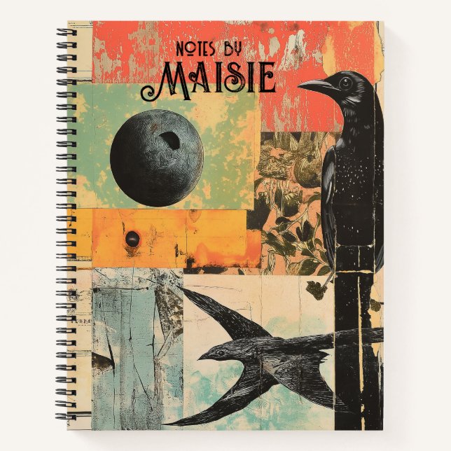 Faszinierende Collage Art mit Black Crow Notizbuch (Vorderseite)
