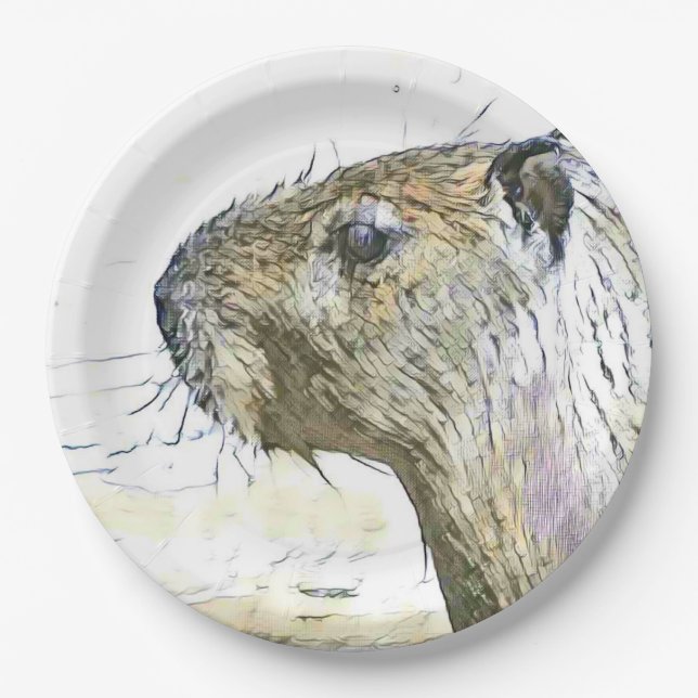 faszinierende geänderte Tiere - Capybara Pappteller (Vorderseite)
